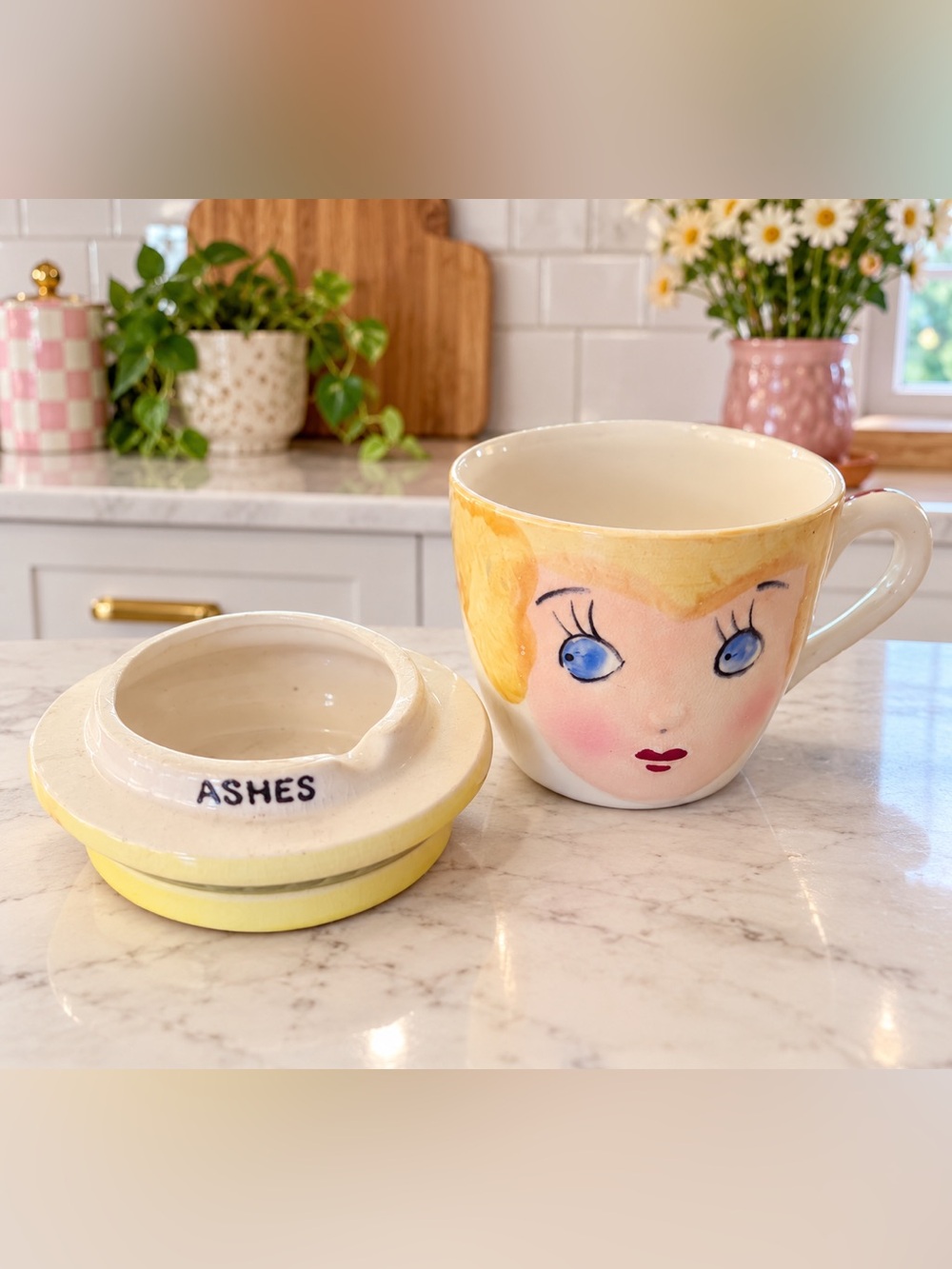 Vintage 1960s Ceramic Mom Coffee Tea Cup Set Lid Ash Tray Japan relco MCM